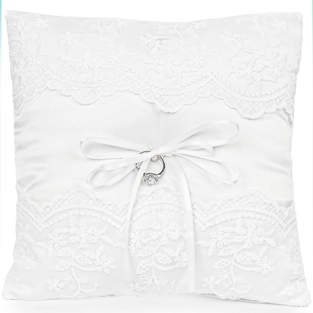 White Lace Ring Bearer Pillow